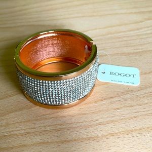 Bogot Bejeweled Rose Gold Cuff Bracelet